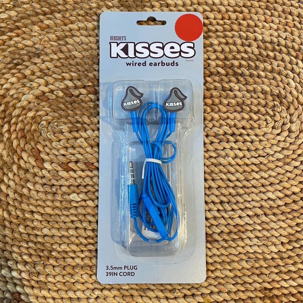 Hershey's Kisses Wired Earbuds 3.5mm Plug 39in Cord Blue New Sealed
